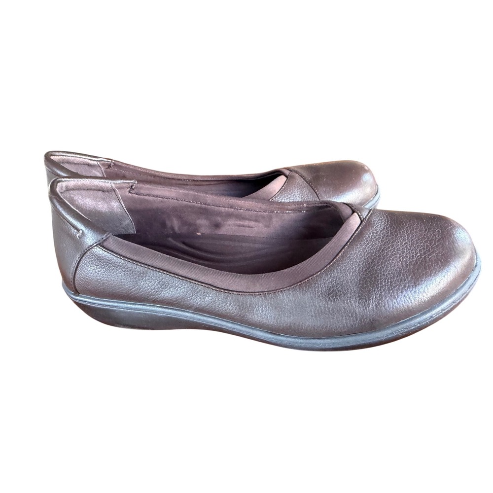 Bass Go-To Comfort Brown Leather Round Toe Ballet Flats Womens Size 8.5 M